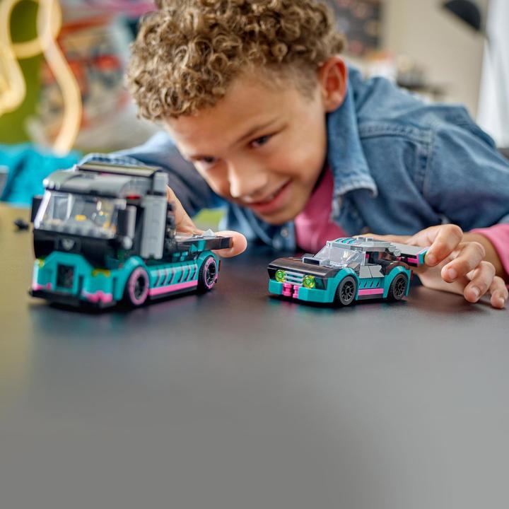 Image du produit LEGO Transporteur de voitures avec voitures de course (60406, LEGO City)