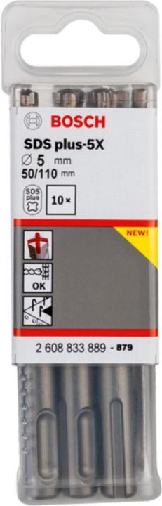 Immagine prodotto Bosch Professional Zubehör Punta a martello PRO SDS plus-5X, 5 x 50 x 110 mm (5,0 millimetri)