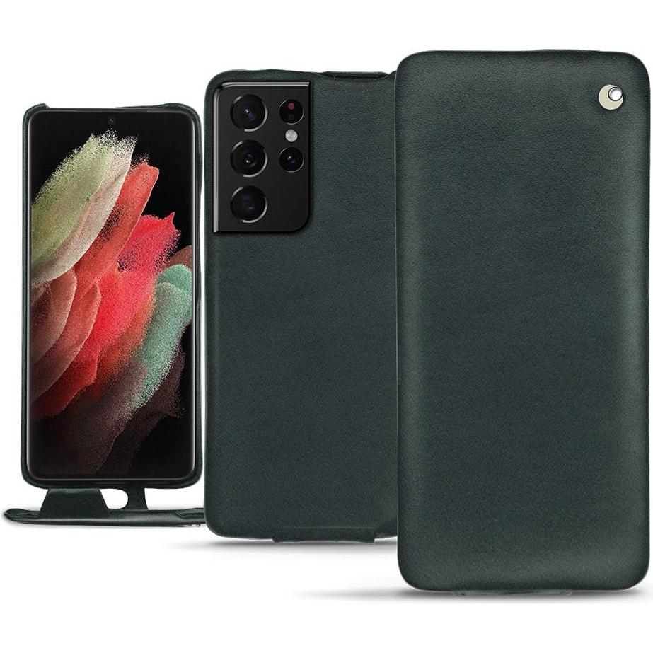 Noreve Lederschutzhülle vertikal (Samsung Galaxy S21 Ultra), Smartphone Hülle, Blau