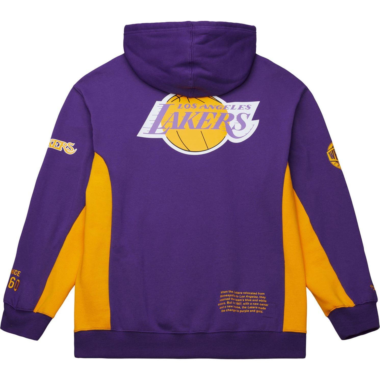 Thumbnail - Mitchell & Ness, Herren, Pullover, Fleece Hoody ORIGINS Los Angeles Lakers - L, Violett, (L)