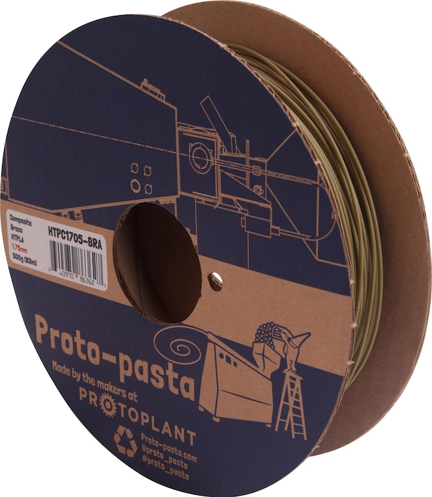 Proto-pasta Filament Messing-gefüllt Metall HTPLA 1.75mm 1500g (Metall, 1.75 mm, 1500 g, Braun)