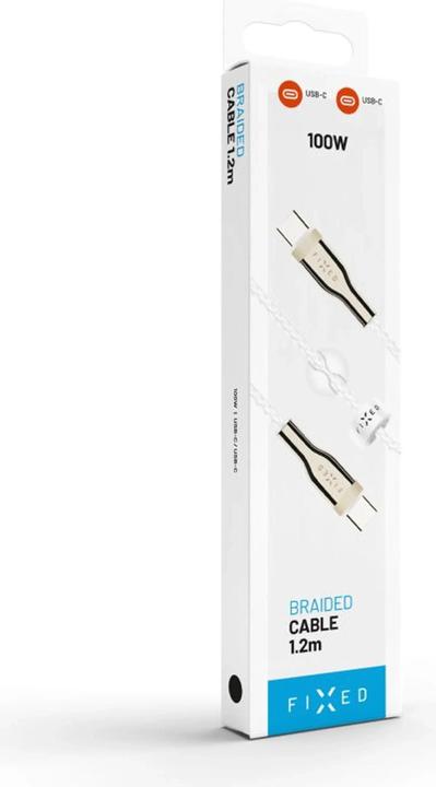 Actual product image Fixed Braided Cable USB-C/USB-C, 1.2m, 100W, White (1.20 m, USB 2.0, 100 W)