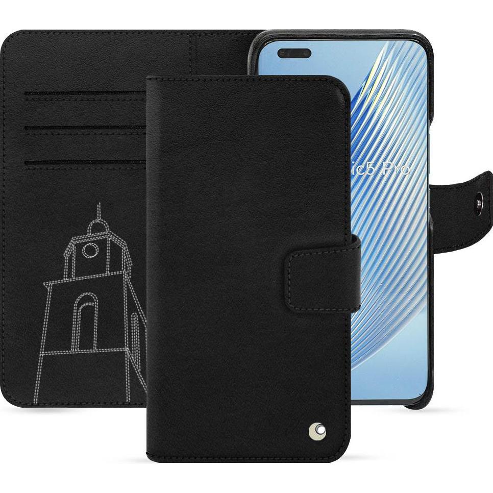 Noreve Lederschutzhülle Honor Magic5 Pro (Honor Magic5 Pro), Smartphone Hülle, Schwarz