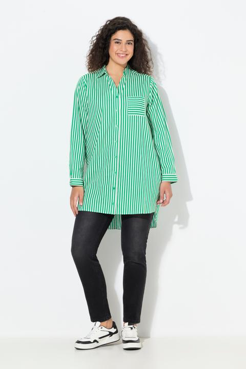 Immagine prodotto Ulla Popken Camicia dal taglio svasato con righe, collo da camicia e maniche lunghe (62)