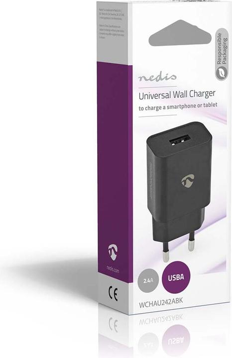 Produktbild Nedis Netzladegerät 12 W 1x 2.4 A A - Anzahl der Ausgänge: 1x USB-A, Kein Kabel im Lieferumfang enth (12 W, 1 Port)