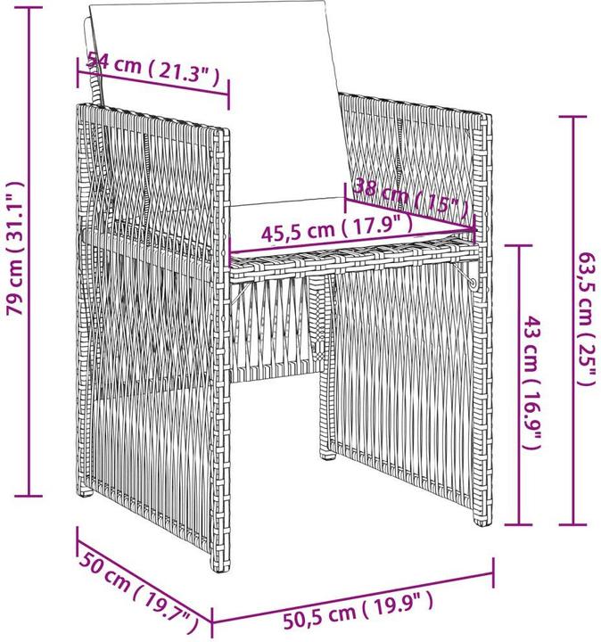 Actual product image vidaXL Garden furniture dining set garden set seating group 5 pcs. beige poly rattan (110 cm)