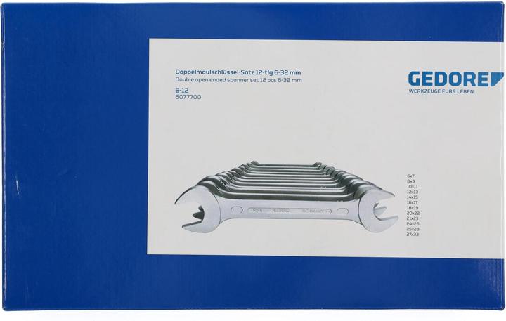 Actual product image Gedore 6-12 Double open-end spanner set 12 pieces 6-32 mm (10 mm, 11 mm, 12 mm, 13 mm, 14 mm, 15 mm, 16 mm, 17 mm, 18 mm, 19 mm, 20 mm, 21 mm, 22 mm, 23 mm, 24 mm, 25 mm, 26 mm, 27 mm, 28 mm, 29 mm, 30 mm, 31 mm, 32 mm, 6 mm, 7 mm, 8 mm, 9 mm)