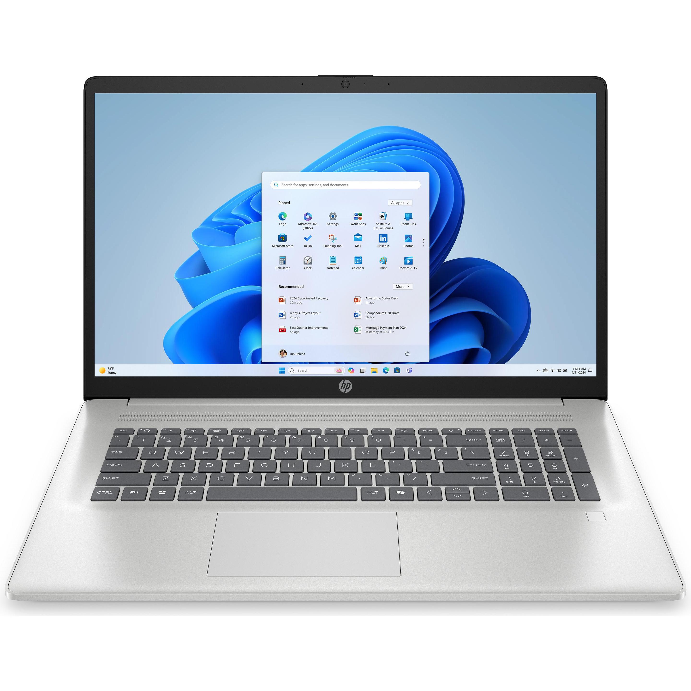 HP 17-cp2537ng (17.30", 512 GB, 8 GB, DE, AMD Ryzen 3 7320U), Notebook, Silber