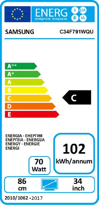 Energie-Label Samsung C34f791 (3440 x 1440 Pixel, 34")
