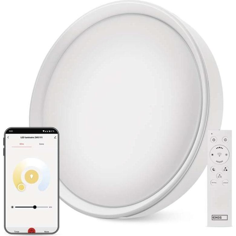Thumbnail - Emos, Wandleuchte + Deckenleuchte, Intelligente LED-Leuchte GoSmart, Einbau, rund, 30W, CCT, dimmbar, Wi-Fi (1800 lm)