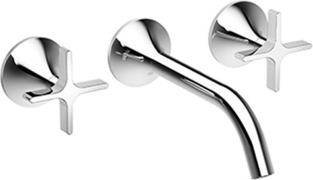 Actual product image Dornbracht VAIA wall-mounted basin mixer without pop-up waste, cross-shaped handle, projection 190 m