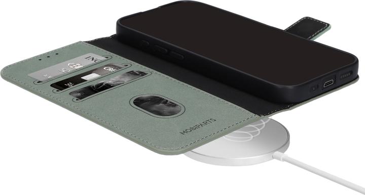 Actual product image Mobiparts Classic Wallet Case Apple iPhone 16 Stone Green (MagSafe Compatible) (Apple iPhone 16)