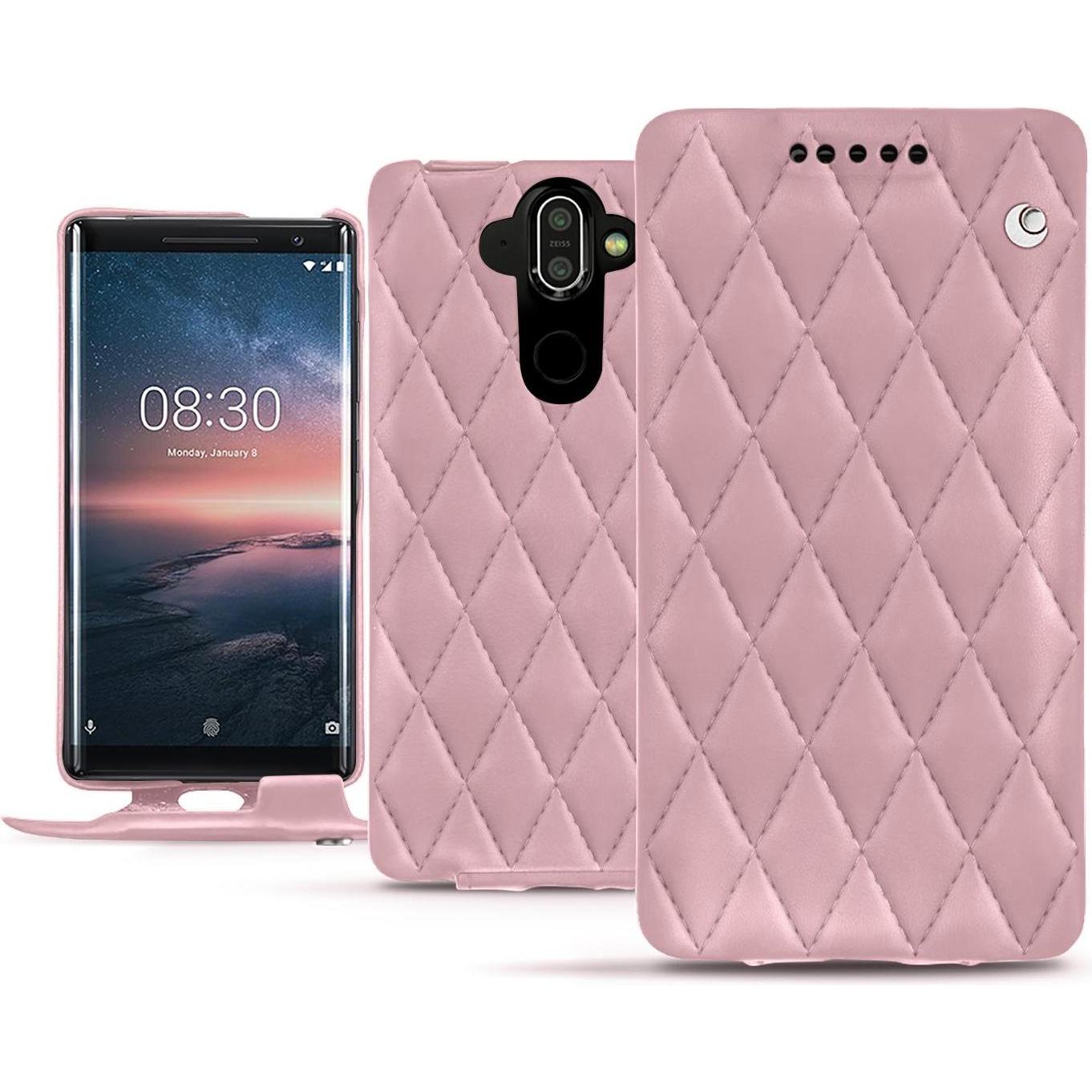 Noreve Lederschutzhülle vertikal (Nokia 8 Sirocco), Smartphone Hülle, Rosa
