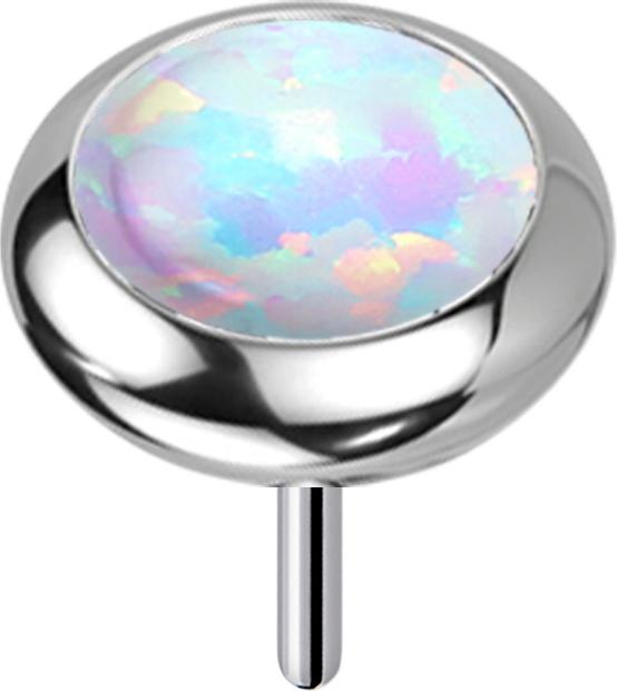 Image du produit Star Piercing Threadless argent Disque arrondi opale blanc (sans laiton, Titane G23)