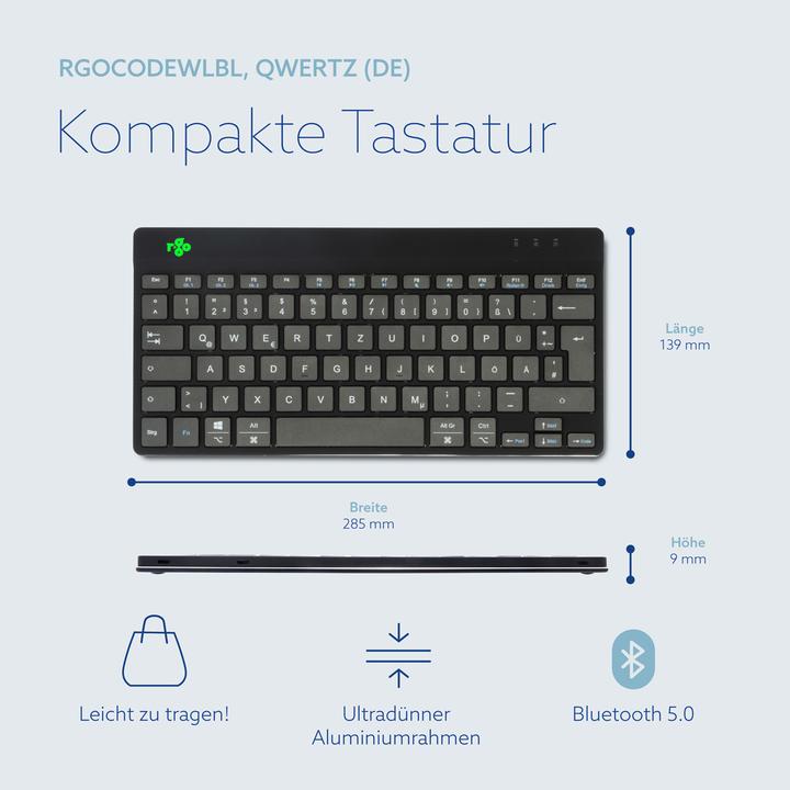 Actual product image R-Go Tools R-Go Compact Break ergonomic keyboard, QWERTZ (DE), bluetooth, black (DE, Wireless)