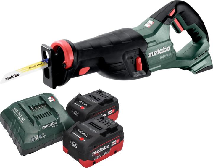 Produktbild Metabo SSEP 18 LT Akku Säbelsäge 18 V 32 mm + 2x LiHD Akku 5,5 Ah + Ladegerät