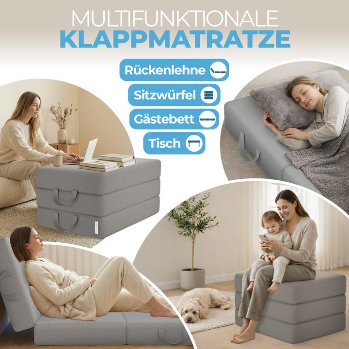 Produktbild Bestschlaf Klappmatratze, 3-teilige Faltmatratze, Reisebett, Gästematratze (75 x 195 cm, Schaumstoffkern)