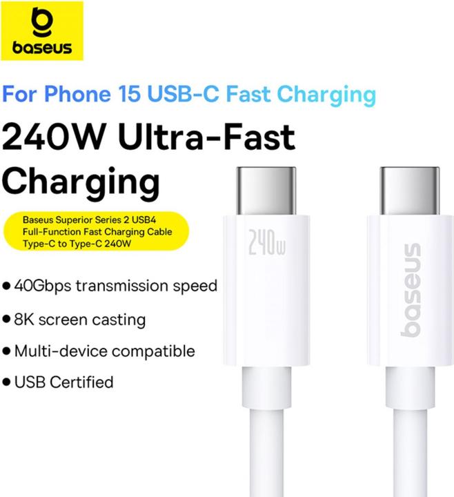Produktbild Baseus USB C – USB C (1 m, USB 4.0, 240 W)