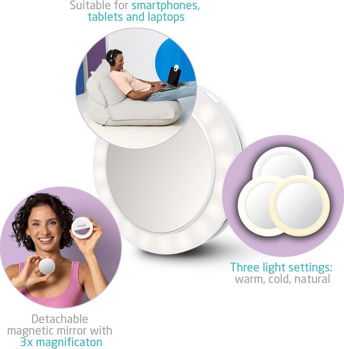 Immagine prodotto Medisana CM-20E Specchio per selfie - Specchio cosmetico di ECOMED (Ø 9 x 3 cm)