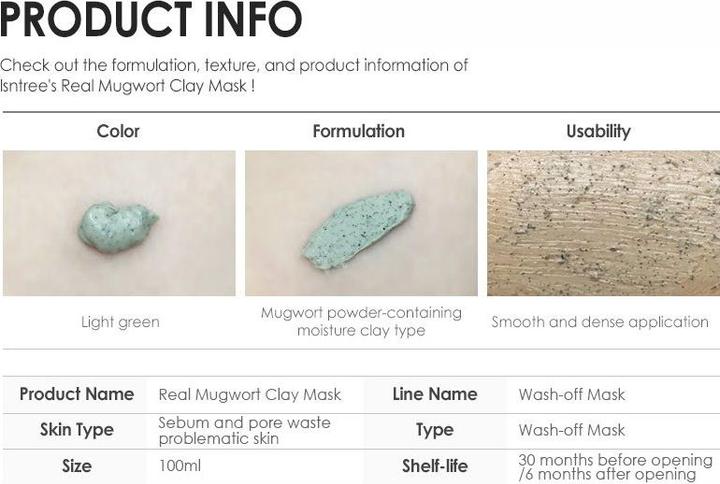 Produktbild Isntree Real Mugwort Clay Mask Cleansing Face Mask 100Ml (100 ml)