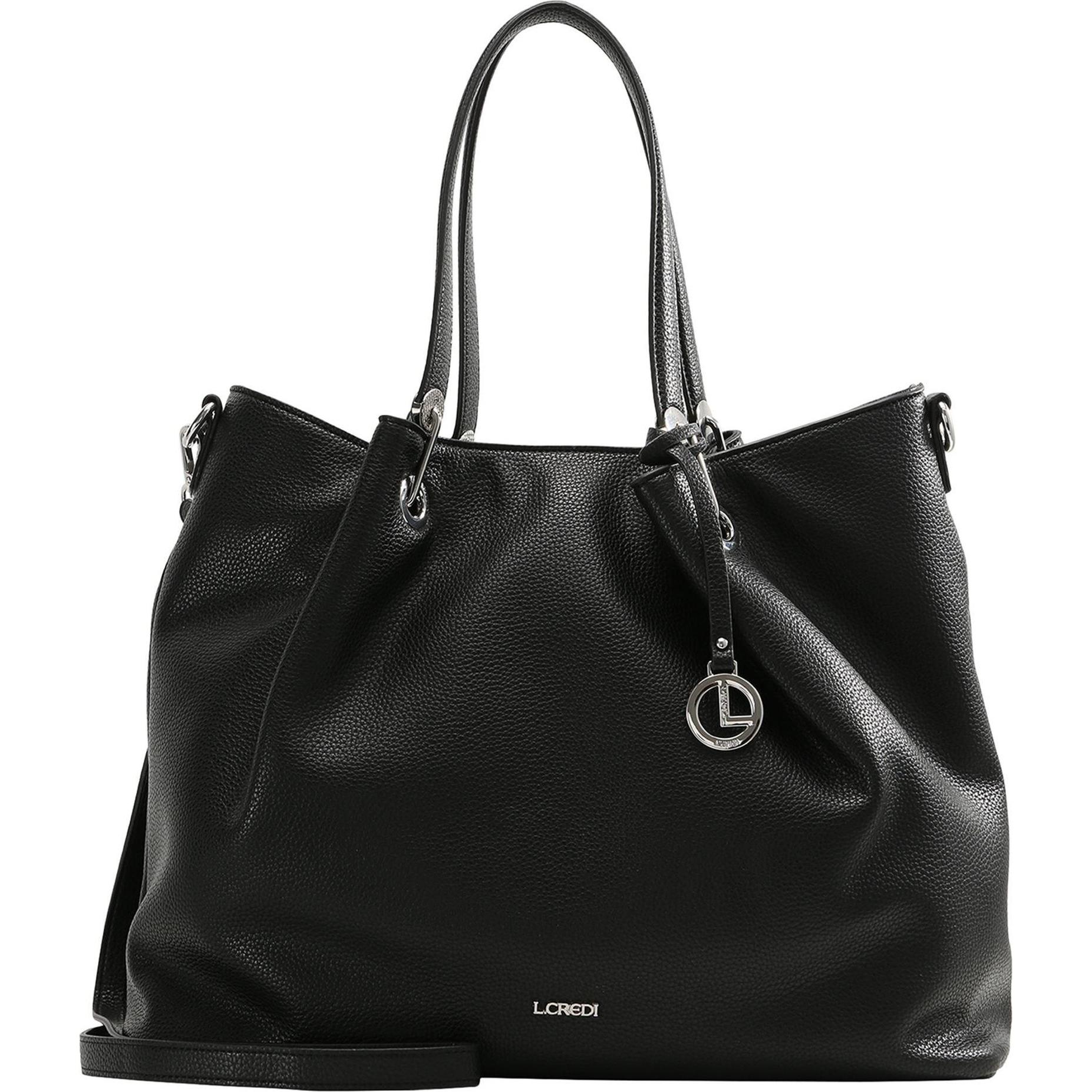 L.Credi, Handtasche, Schultertasche 40 cm, Schwarz