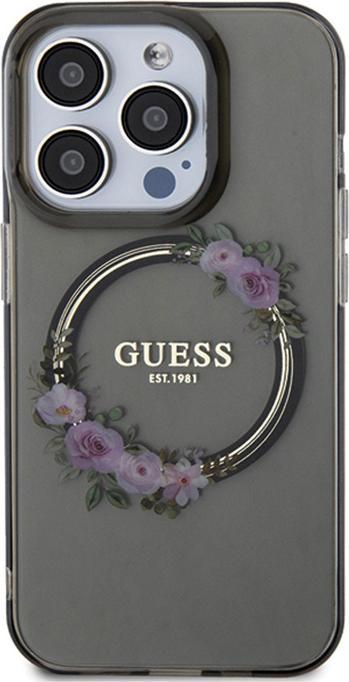 Actual product image Guess GUHMP15LHFWFCK iPhone 15 Pro 6.1" czarny/black hardcase IML Flowers Wreatch MagSafe (Apple iPhone 15 Pro)