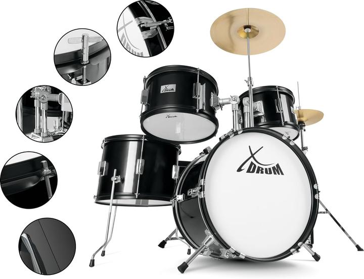 Produktbild XDrum Junior Pro Kinderdrumstel mit komplettem Zubehör und Drum-Schule (Acoustic-Drum)