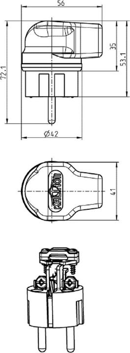 Actual product image Bachmann ELECTRIC 919171 919.171 SOLID RUBBER ANGLE PLUG (CEE 7/4)