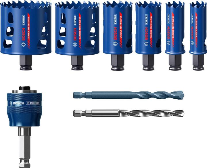 Produktbild Bosch Professional Zubehör EXPERT Tough Material Lochsäge-Set, 22/25/35/51/60/68 mm, 9-tlg. (22, 25, 35, 51, 60, 68 mm)