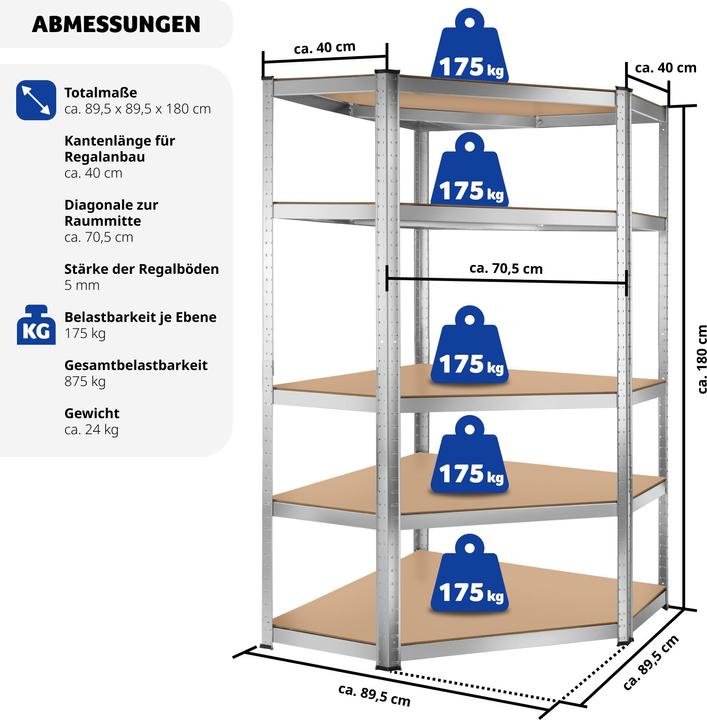 Immagine prodotto tectake Scaffale per carichi pesanti scaffale angolare Manfred