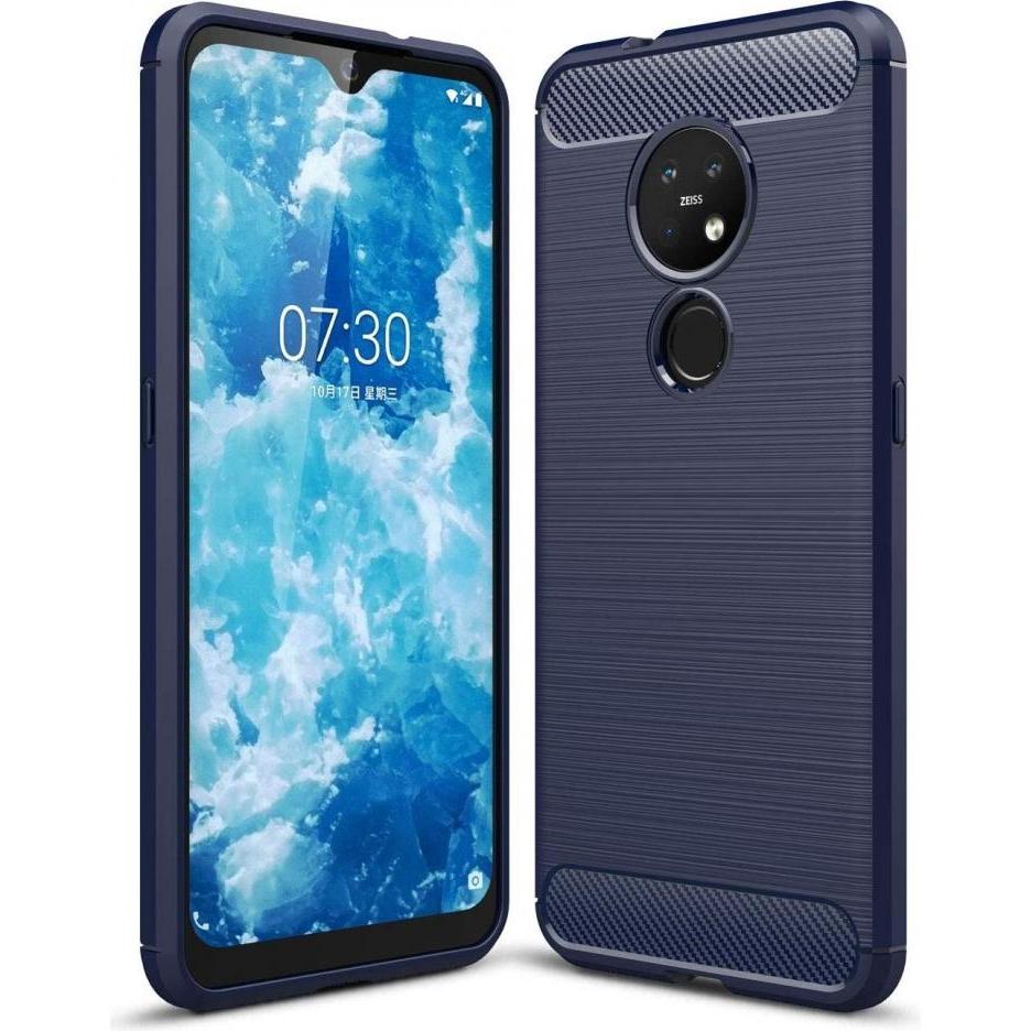 Screenguard Nokia 7.2 Hülle Carbon Brushed Soft TPU (Nokia 7.2), Smartphone Hülle, Blau
