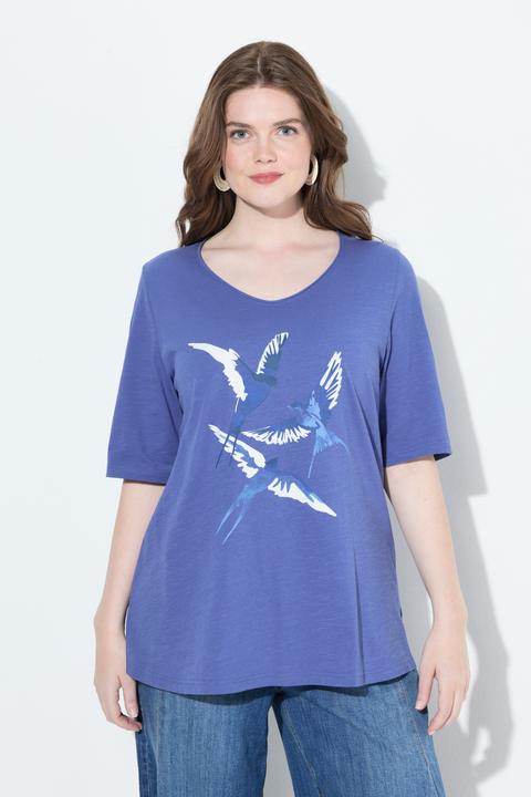 Immagine prodotto Ulla Popken T-shirt classica con rondini, scollo a V e mezze maniche (58)