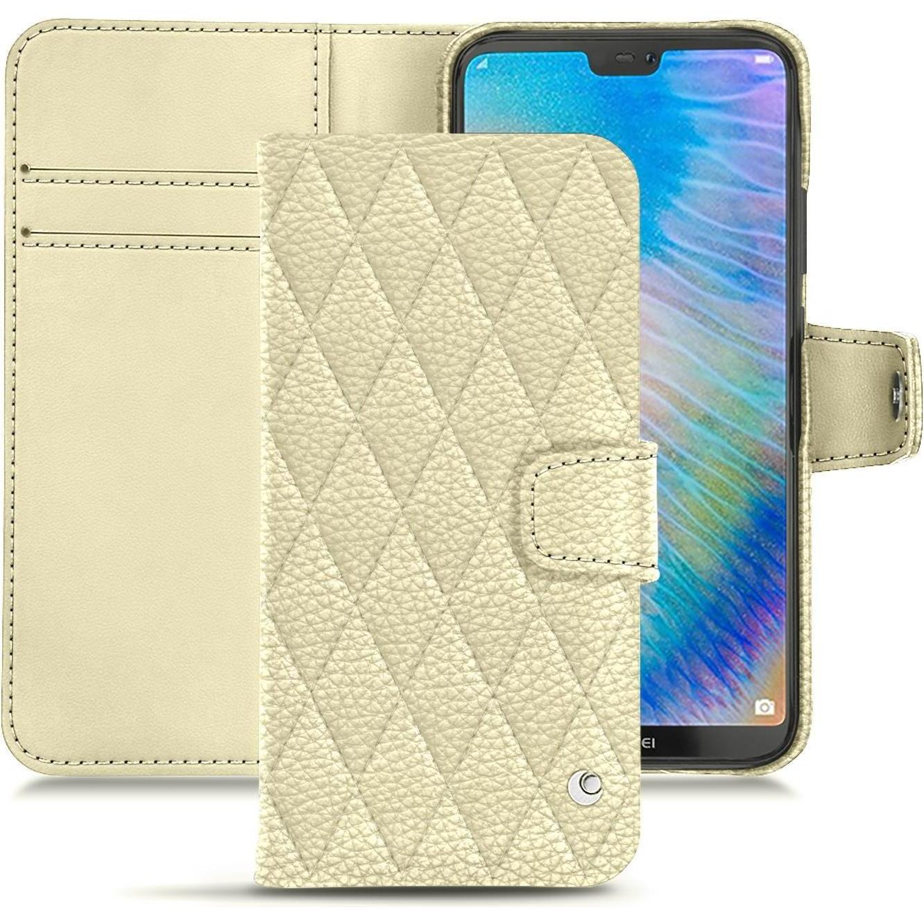 Noreve Lederschutzhülle Wallet (Huawei P20 Lite), Smartphone Hülle, Weiss