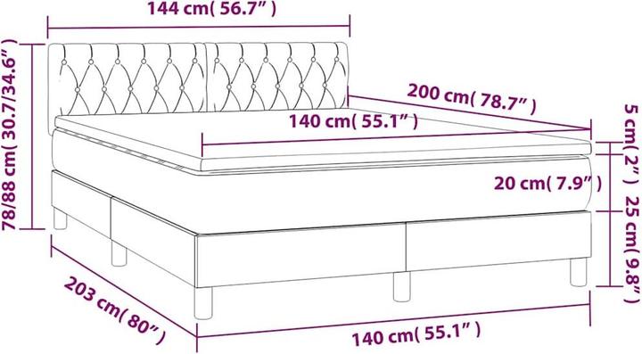 Image du produit vidaXL Boxspringbett (140 x 200 cm)
