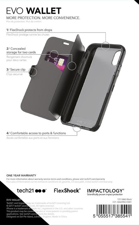 Produktbild tech21 Evo Wallet (Apple iPhone X, Apple iPhone XS)