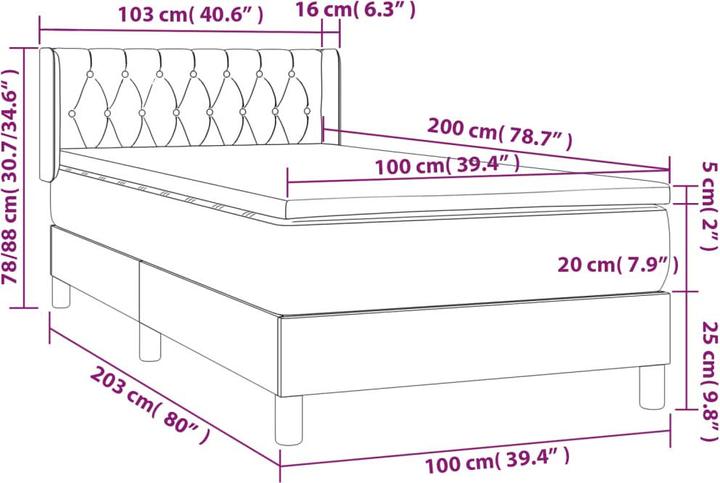 Image du produit vidaXL Boxspringbett (100 x 200 cm)