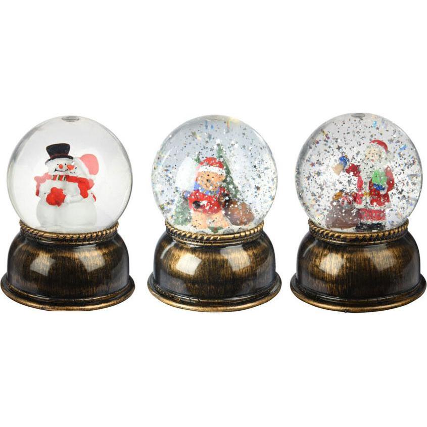 Weihnachtsdeko, Glasschüttelkugel Weihnachten, 14cm