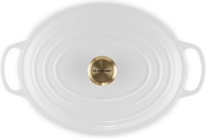 Image du produit Le Creuset Cocotte Signature Ovale, 31Cm, BlancM. Pommeau doré Gu (Cocotte + faitout, Fonte)
