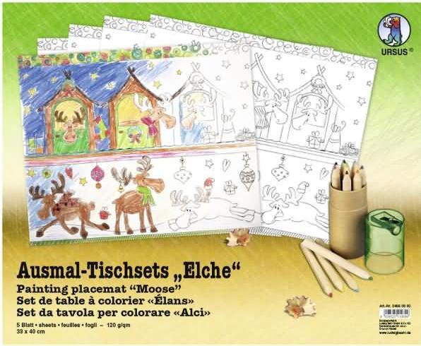 Produktbild Ursus Tischset zum Ausmalen Elche (1 x, 33 x 40 cm)