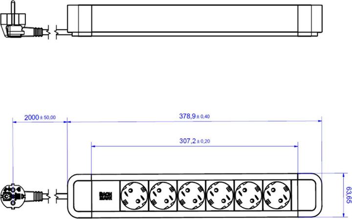 Image du produit Bachmann PRIMO 2 6xCEE7/3 2,0m 350.000 CEE7/7 (6x, CEE 7/3, 2 m)