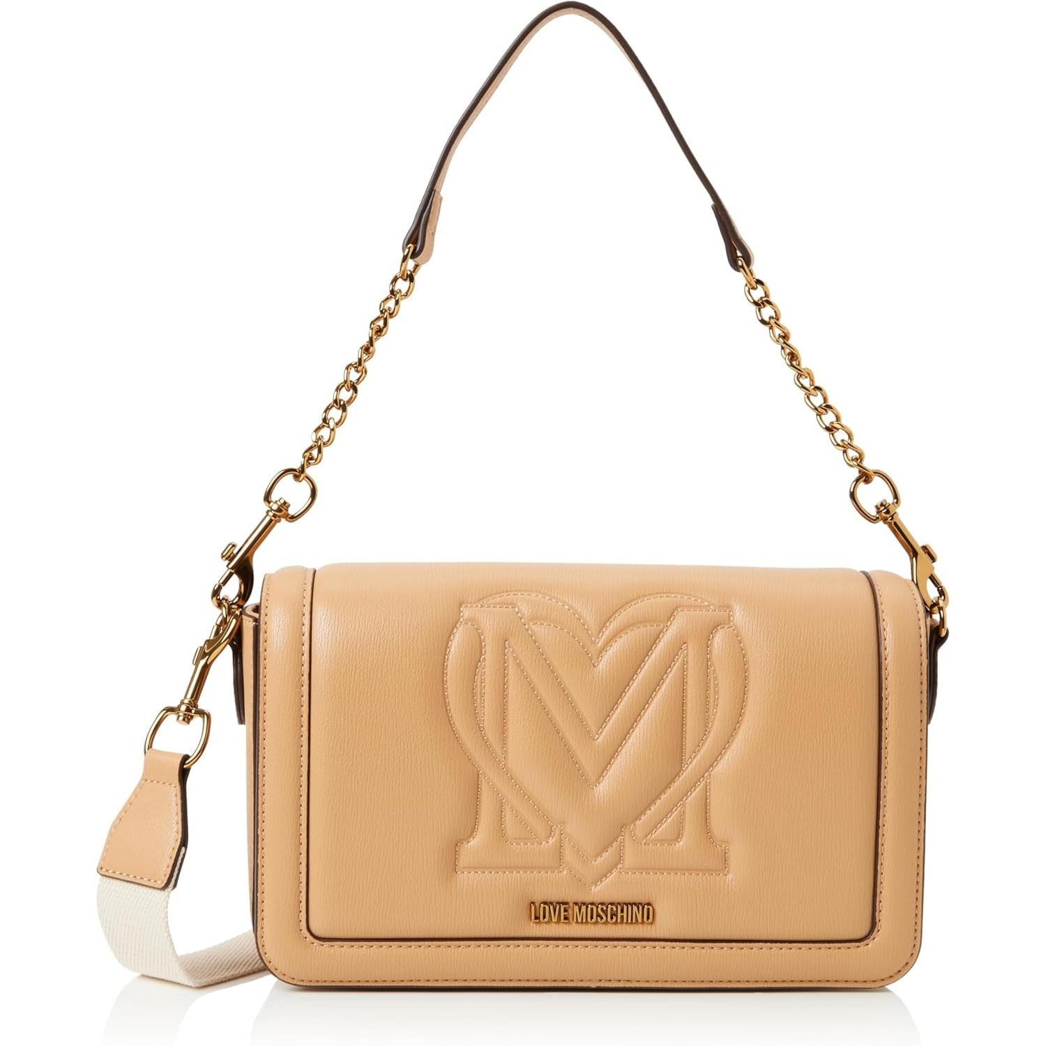 Love Moschino, Damen, Handtasche, Schoudertas für Damen in Biscuit, Braun