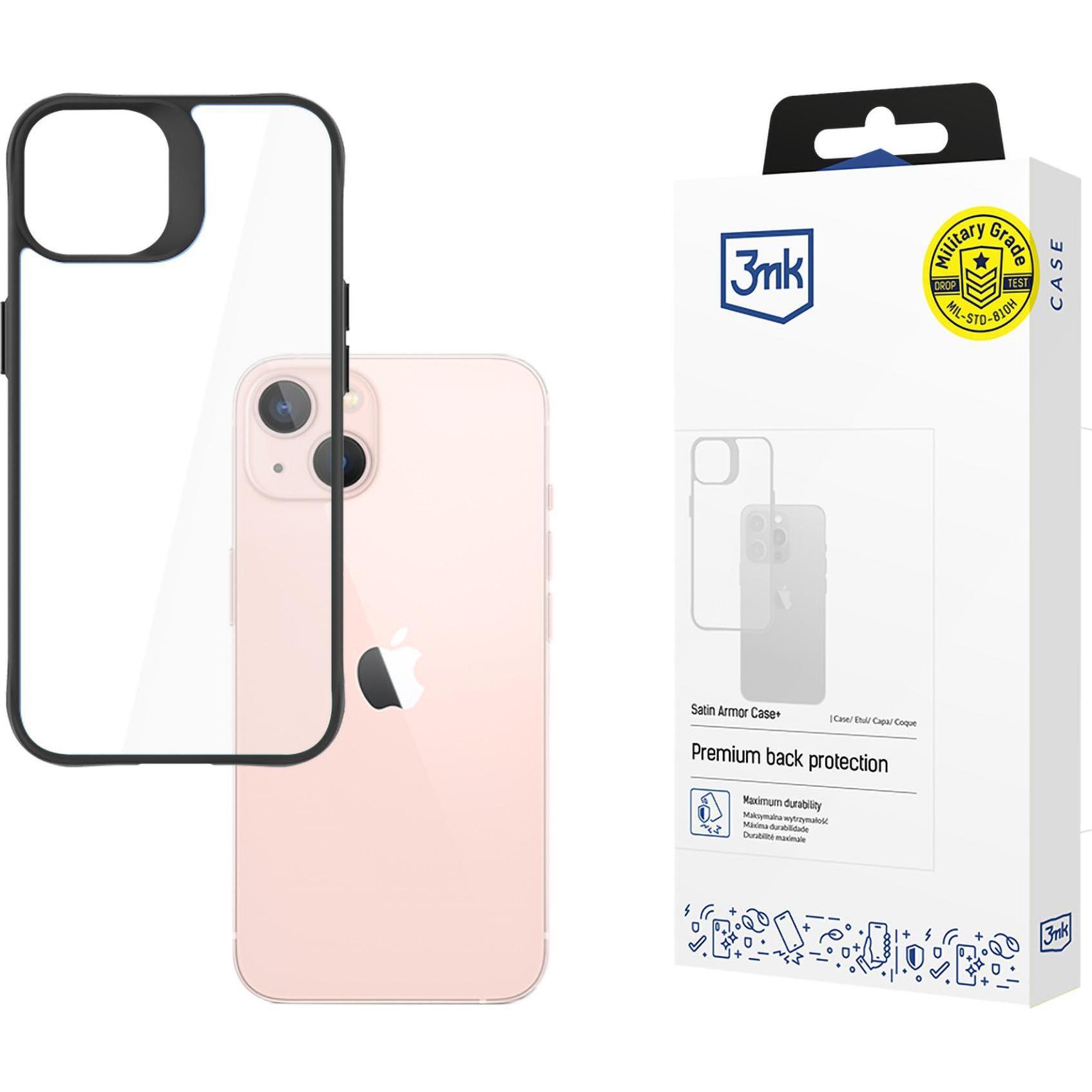 3MK Apple iPhone 14 - Satin Armor Case + (Apple iPhone 14), Smartphone Hülle, Schwarz