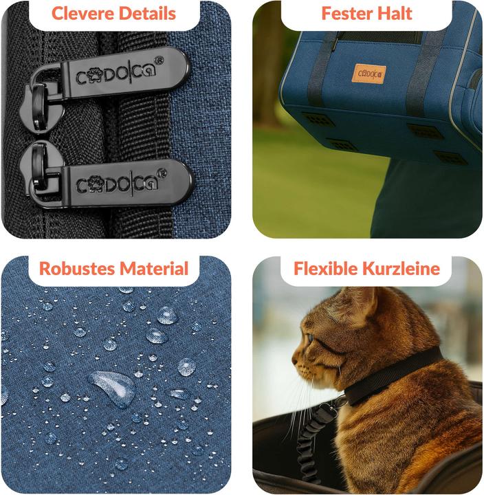Produktbild Cadoca Haustiertragetasche (Katze, Reflektoren, Faltbar, Waschbar, Komplett zu öffnen)