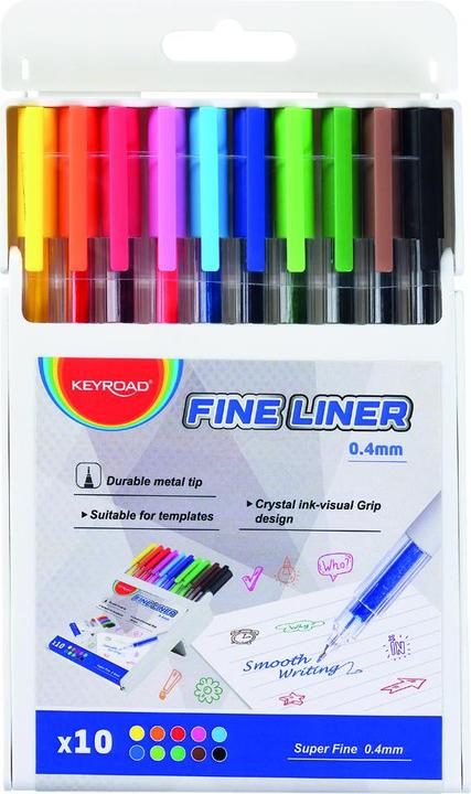 Immagine prodotto Keyroad Fineliner, 0,4 mm, 10 pezzi, scatola di plastica (10 x)