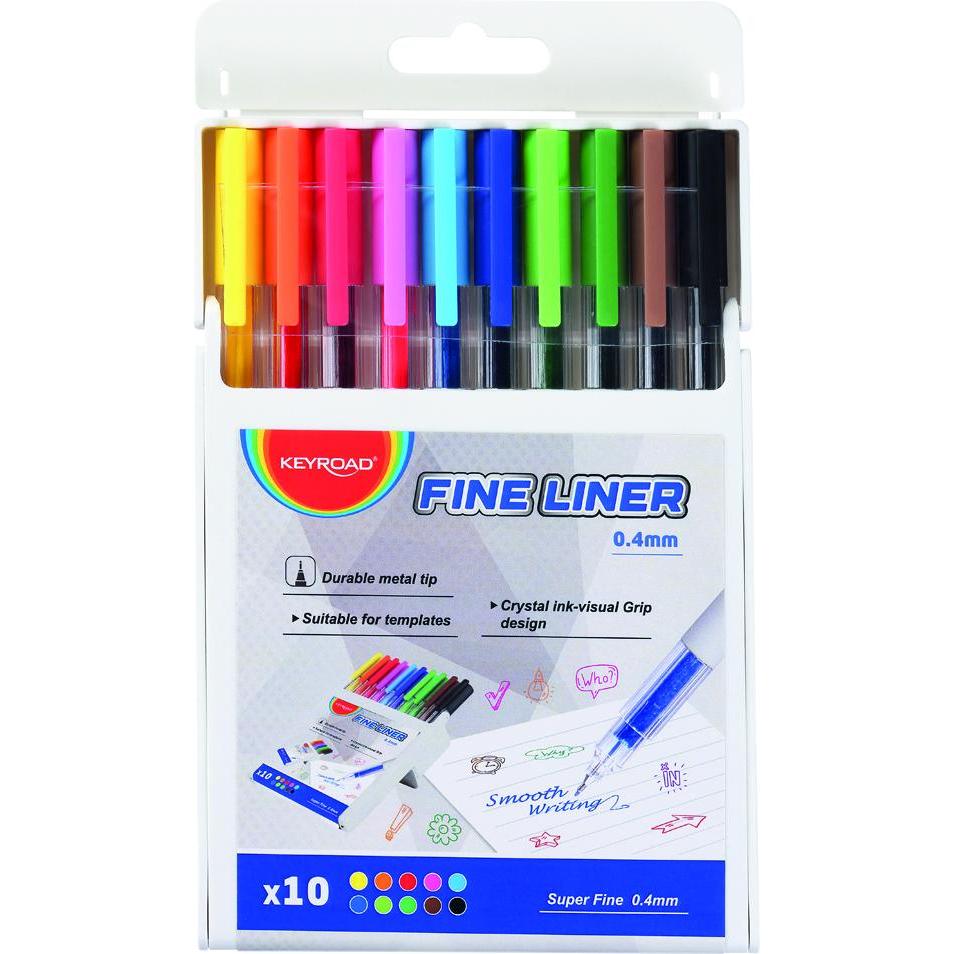 Keyroad, Schreibstifte, Fineliner, 0,4 mm, 10 stück, kunststoffbox