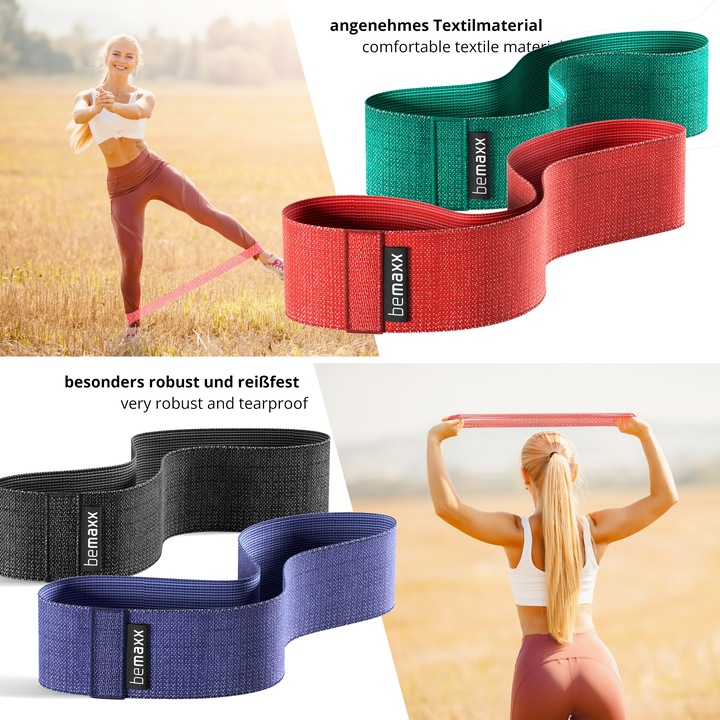 Actual product image BeMaxx Fitness Loop Band Set of 5, Textile (0.32 m, Extra strength, Easy, Strong, Medium)