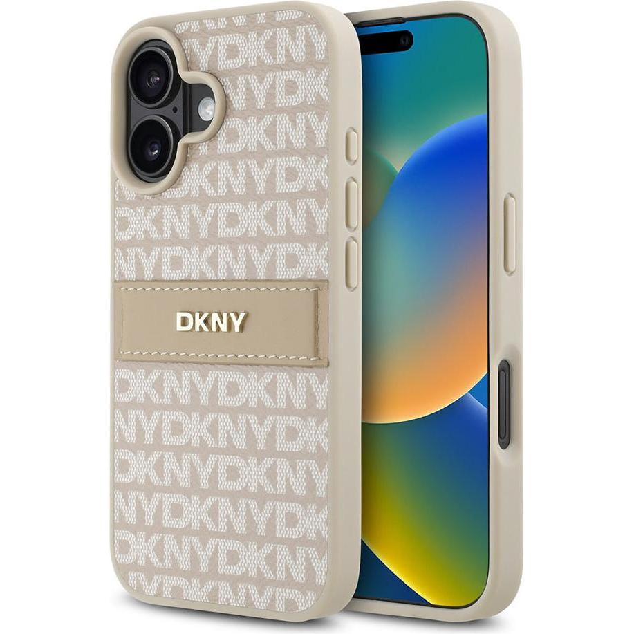 Thumbnail - DKNY Repeat Pattern Tonal Stripe Backcover (Apple iPhone 16 Plus), Smartphone Hülle, Weiss