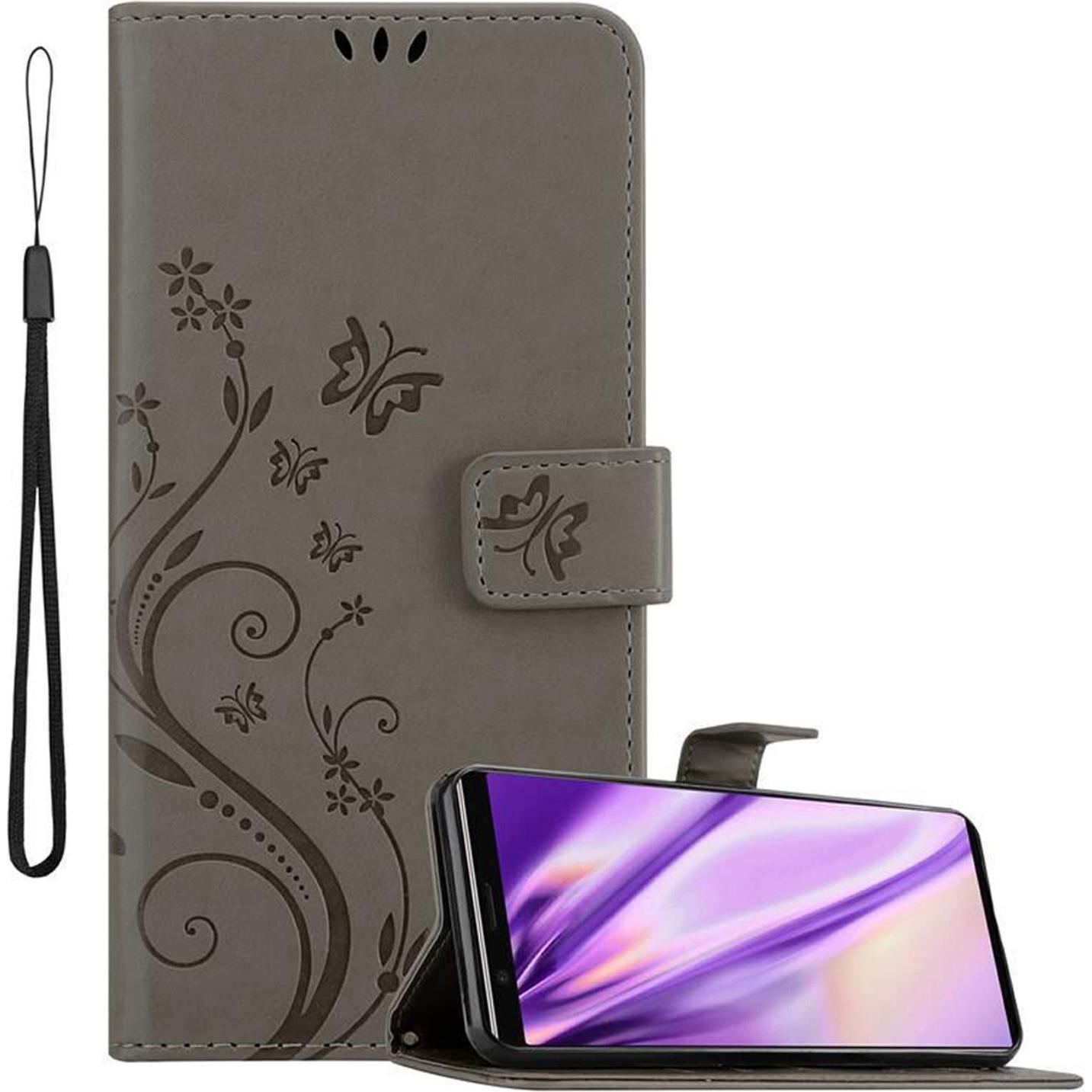 Cadorabo Flower Book Cover (Sony Xperia 5), Smartphone Hülle, Grau