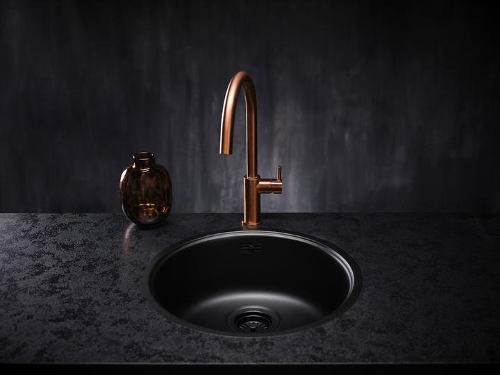 Productafbeelding Reginox Ronde spoelbak, roestvrijstalen spoelbak zwart L18 390 OKG Jet Black ⌀ 44 R34934 (Ingebouwde gootsteen, 44 cm)