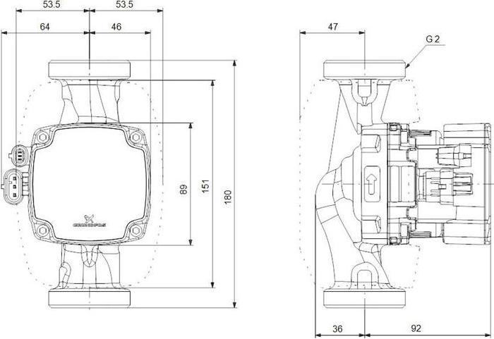 Produktbild Grundfos Hocheffizienz Umwälzpumpe ALPHA2 GO 32-90 180 220-240V 9H DG0